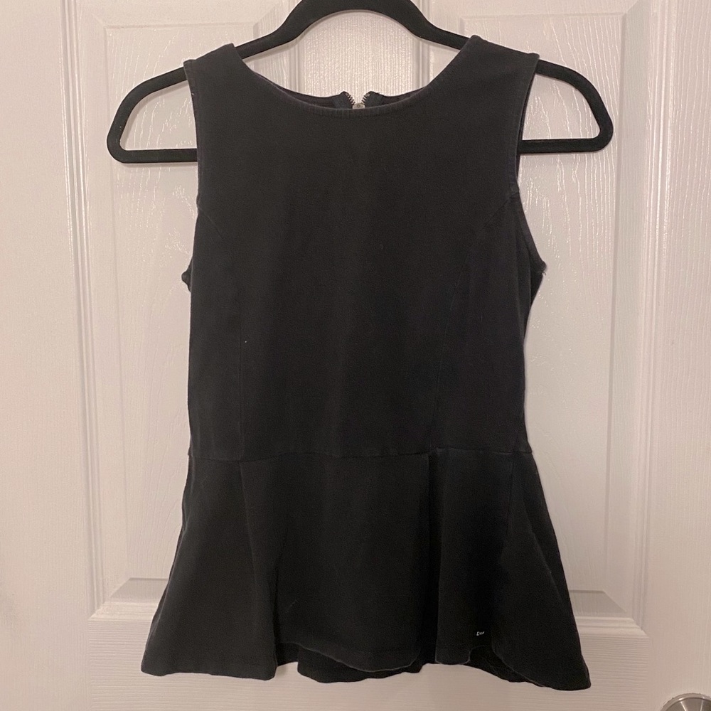 DEX black peplum stretch tank top